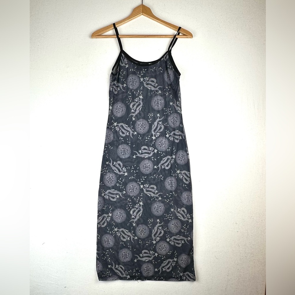 Shrine‎ of Hollywood Dragon Mesh Spaghetti Strap Sheer Dress Whimsigoth Goth